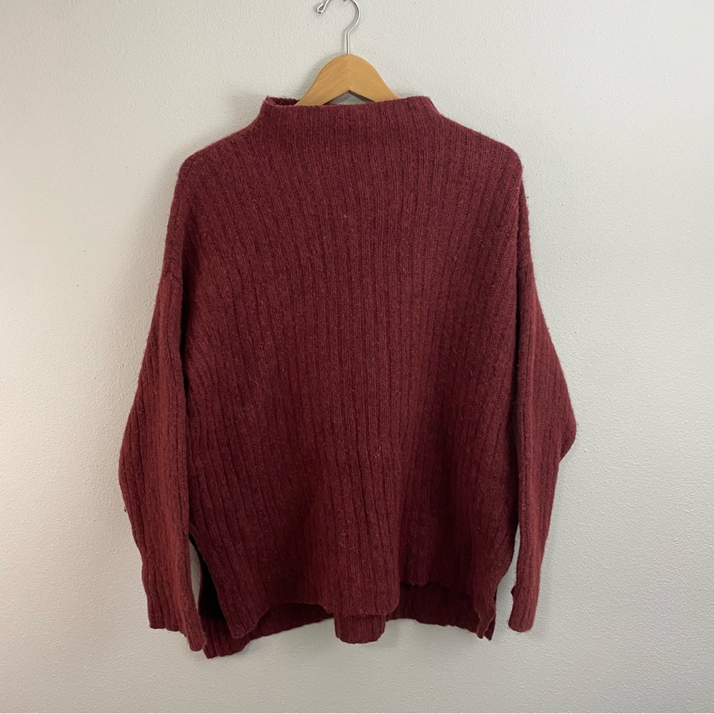 Hatch Maternity Cabin Sweater High Neck Maroon Wool Women’s Petite‎